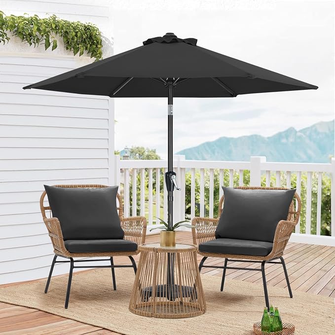 MASTERCANOPY 7.5ft Patio Umbrella with Tilt & Crank, Dark Gray | 6 sturdy ribs;UV/water resistant;Vent;easy setup;for garden/deck/backyard/pool