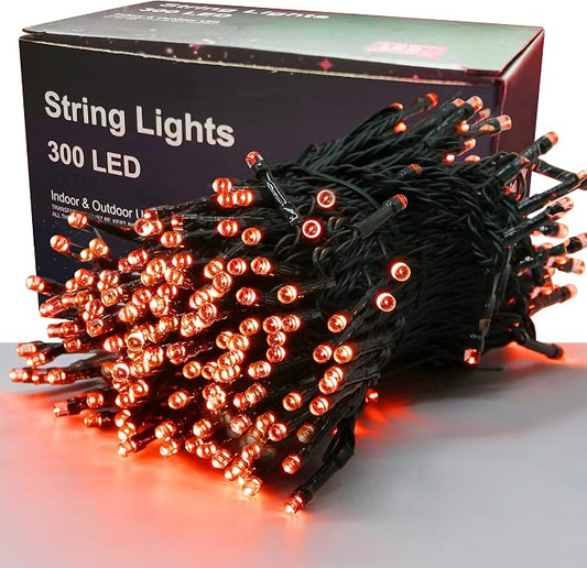 300 LED Halloween Lights, 98.5FT Halloween String Lights with 8 Lighting Modes, Waterproof & Connectable Mini Light, Plug in for Indoor Outdoor Holiday Christmas Party Bedroom Decorations (Orange)