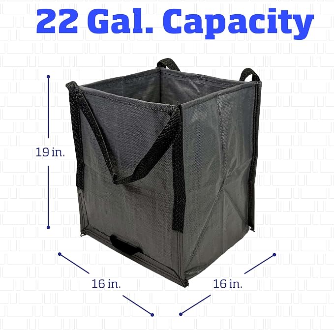 DURASACK Heavy Duty Storage Tote Bag 22-Gallon, Gray | Rugged Woven Polypropylene Moving Bag, Reusable Self-Standing Design, Holds up to 500 Pounds