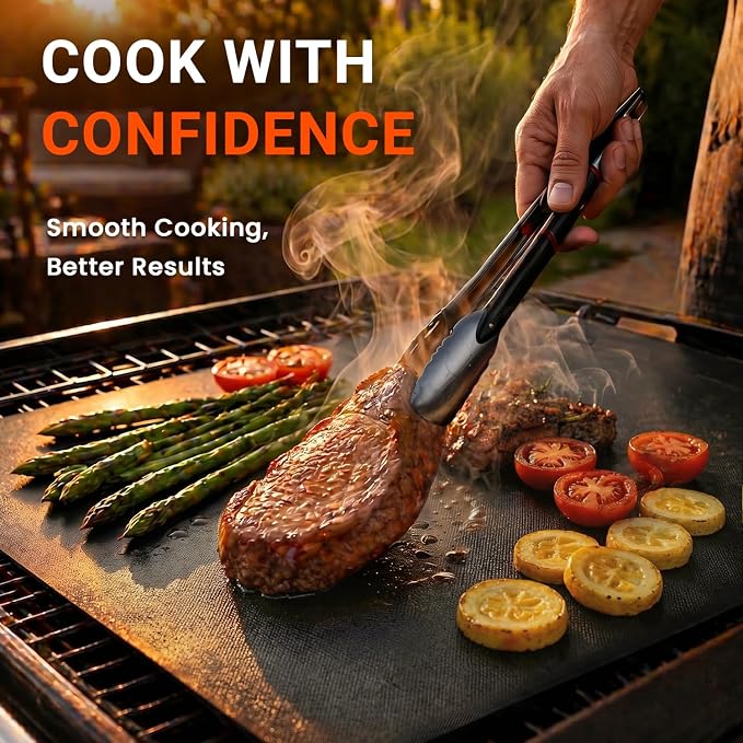 Grill Mats Roll with Cutter, Grill Mat for Outdoor Grill 15.75 x 100 Inch | Reusable Grilling Mats for Gas Grills, Nonstick Cut-to-Fit for Outdoor Cooking, Grill Liners, and Easy to Clean, Black
