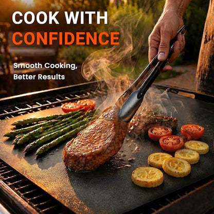 Grill Mats Roll with Cutter, Grill Mat for Outdoor Grill 15.75 x 100 Inch | Reusable Grilling Mats for Gas Grills, Nonstick Cut-to-Fit for Outdoor Cooking, Grill Liners, and Easy to Clean, Black