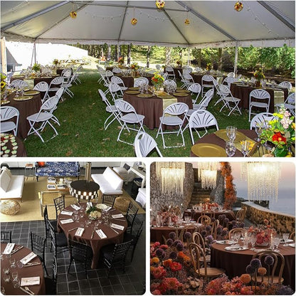 8 Pack Brown Round Tablecloth 90 Inch | For 3Ft-5Ft Round Table, Wrinkle Resistant Table Cloth, Washable Polyester Fabric, For Wedding Party Banquet Buffet Camping