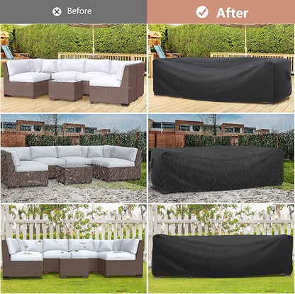 Patio Furniture Set Cover Waterproof, Mrrihand Outdoor Sectional Sofa Set Cover Heavy Duty 600D Table and Chair Set Cover 124" L× 70.8" W× 29.1" H