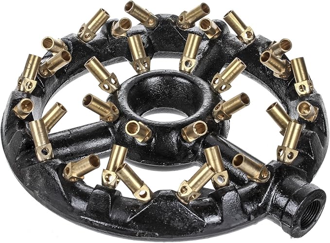 DuraSteel Natural Gas Jet Burner For Chinese Wok Range, Grilling, Stir Fry - Cast Iron Body Round Nozzle Jet Burner with 32 Brass Tips - Up 160,000 BTU