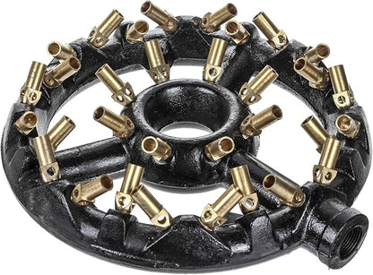 DuraSteel Natural Gas Jet Burner For Chinese Wok Range, Grilling, Stir Fry - Cast Iron Body Round Nozzle Jet Burner with 32 Brass Tips - Up 160,000 BTU