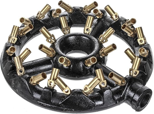 DuraSteel Propane Gas Jet Burner For Chinese Wok Range, Grilling, Stir Fry - Cast Iron Body Round Nozzle Jet Burner with 32 Brass Tips - Up 160,000 BTU