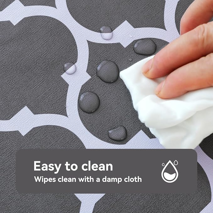 Romanstile Square Plastic Tablecloth, 100% Waterproof Oil-Proof Checkered PVC Table Cloth, Heavy Duty Vinyl Table Cover for Dining, Camping, Picnic, Outdoor - 54 x 54 Inch, Moroco Grey