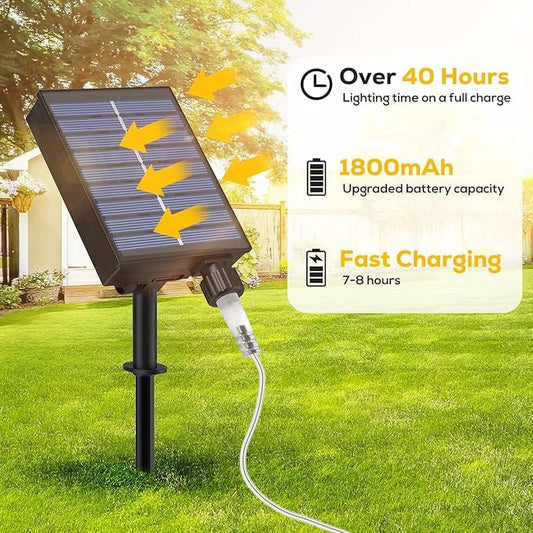 ICRGB Solar Rope Lights Outdoor, 66FT 200LED Christmas Fairy Light with Remote, IP67 Waterproof Solar String Lights, Timing & 8 Modes, Outdoor Light for Garden Patio Porch Pool, Warm White