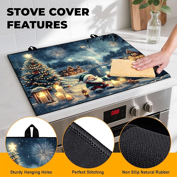 Christmas Stove Top Cover Snowman Stove Top Cover for Home Decoration Kitchen Pad Non-Stick Washable Cooktop Covers Countertop Protector Keep Stove Clean 28"x20" (Snowhouse)