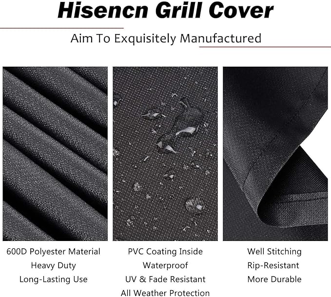 Hisencn 60 Inch Gas Grill Cover for 3 to 5 Burner, Heavy Duty Waterproof BBQ Cover for Nexgrill 720-0830H 720-0888S 720-0888N, Dyna Glo DGF493PNP-D, for Weber, Char Broil, Nexgrill, Jenn Air and More