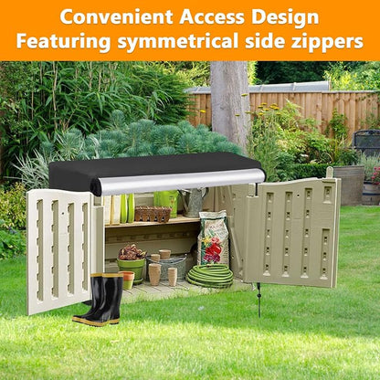 55 In Outdoor Storage Deck Box Cover for Rubber Maid Storage Shed 4.5Ft | 55.5x29x35,Waterproof Dustproof Heavy Duty Oxford Fabric,Small Horizontal Resin Rubber Tool Box Storage Cover with Zipper
