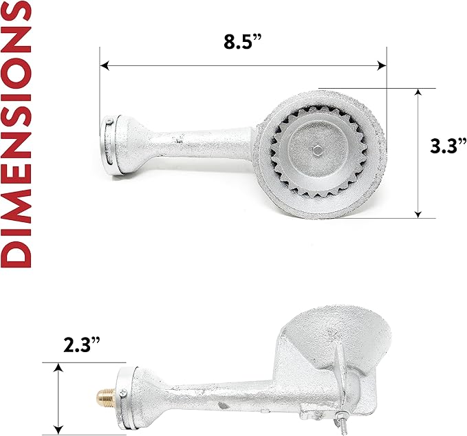 Gas ONE Propane High Pressure Cast-Iron Round Burner Head with Brass Fitting Orifice