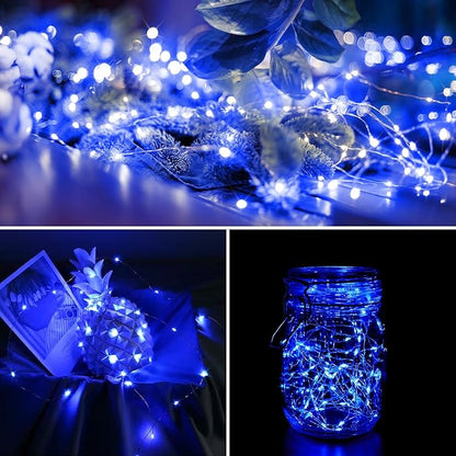 2-Pack 200 LED Solar Fairy Lights Outdoor, Upgraded Oversize Lamp Beads & Super Bright Solar String Lights Outoor, 8 Modes Solar Lights for Garden Patio Decorations(Blue)