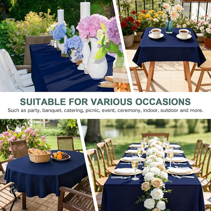 Wolkemer Small Square Tablecloth 36 x 36 Inch Washable Fabric Table Cloth Navy Blue Table Cover for Nightstand End Bedside Tables Tabletop Decoration