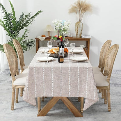 Chassic 60 x 60 inches Farmhouse Style Linen tablecloths, Wrinkle Resistant Washable Dining Room Table Cloths for Square Tables - Light Coffee