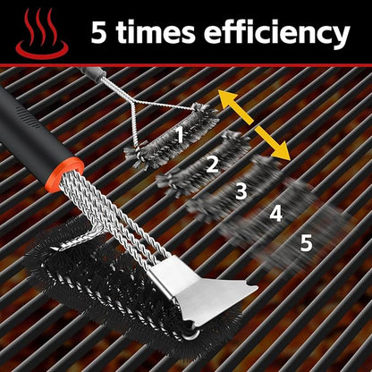 XUDAKAIXIN Grill Brush and Scraper, Safe Nylon Bristles Barbecue Outdoor Grill Brush for Cooled Grates, Extra Strong BBQ Cleaner Accessories (Black)