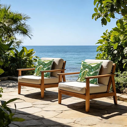 LVTXIII Outdoor Throw Pillows 18x18 Patio Waterproof Square Pillows with Piping Fade Resistant Accent Pillow for Spring Summer Garden Decoration, Set of 2, Lush Leaf Jungle