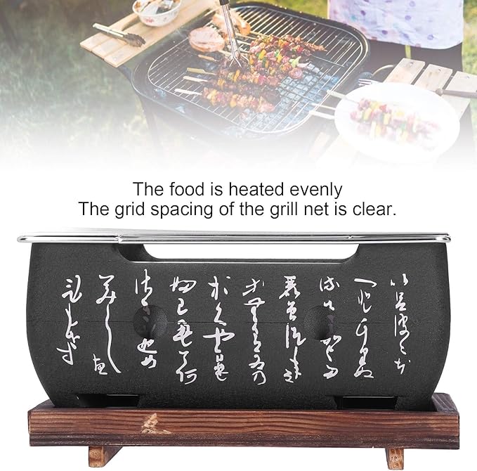 Barbecue Stove for Home,Japanese Food Charcoal Stove with Wire Mesh Grill and Base,Japanese Barbecue Grill Mini Household Aluminium Alloy Charcoal Barbecue Stove Oven Accessories