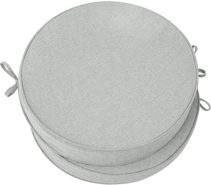 Outdoor Round Chair Cushions 18 Inch, Set of 2, Light Grey | Fade-Resistant, Water-Resistant, Bistro Chair Seat Pads for Porch Garden Balcony Patio Furniture Stools, Non-Slip Bottom