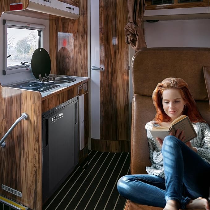 BODEGACOOLER Upgraded 12-Volt Refrigerator, 45L(1.6cu.ft) RV Fridge and Freezer with APP Control & Lock, Portable Electric Cooler -4℉ to 46℉, 12/24V DC for Truck, RV, Camping, Travel