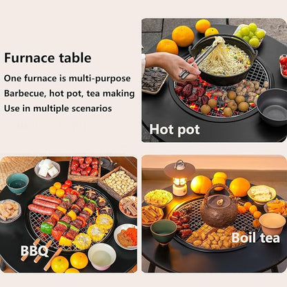 Outdoor Charcoal BBQ Grill Portable Charcoal Barbecue Grill with A Variety of Grilling Accessories Perfect for Outdoor Cooking & Grilling, BBQ, Patios with Carry Bag(E)