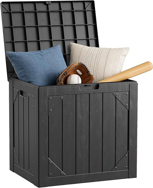 30 Gallon Resin Deck Box Waterproof Outdoor Storage Box for Patio Furniture Pool Accessories Indoor Storage for Cushion Garden Tools, Black