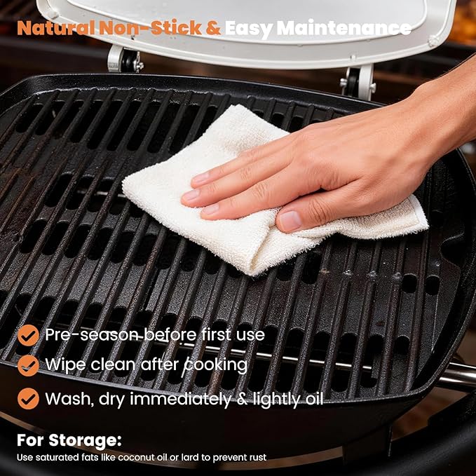 7644 Cast Iron Cooking Grates for Weber Q100/Q1000/Q120/Q1200/Q1400, 17 x 12.7 in Replacement Grill Grates for 516001, 516002, Baby Q Gas Grill, 2-Pack