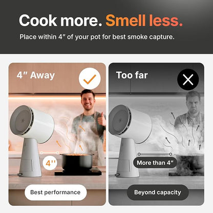 TUCO Portable Range Hood, Countertop Kitchen Exhaust Fan with 3 Speeds, 5-Layer Filter, Powerful Smoke Removal, Low Noise, Oil Cup, Air Purifier for Apartments, Dorms & Indoor BBQ Smokeless – Grey