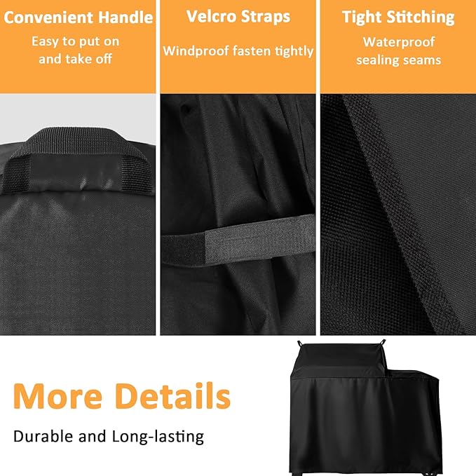 Grill Cover for Traeger Woodridge Pellet Grill, BAC761 Smoker Cover for Traeger Grills TFB86MLH Pellet Series Grill, 600D Pellet Full Length Cover for Woodridge Accessories
