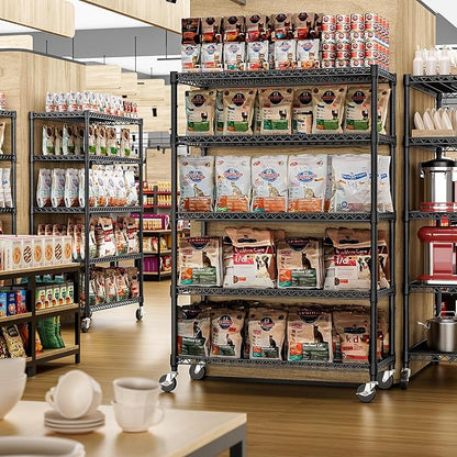 IZEUK Garage Shelving Wide Storage Shelves 5 Tier Metal Shelves 4000 LBS Heavy Duty Adjustable Utility Shelf Rack Black 23.6" D x 53.1" W x 73.6" H