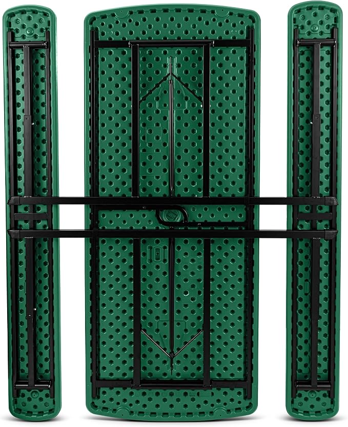 OEF Furnishings Heavy Duty Blow Molded Folding Picnic Table - Green, Black Frame