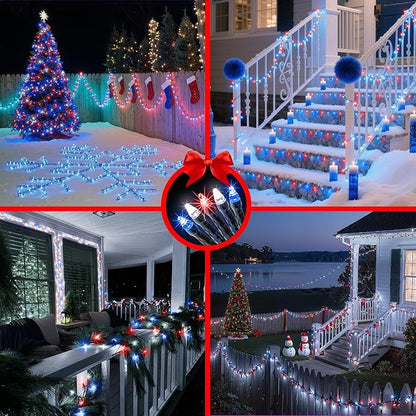 750 LED 240FT Christmas String Lights Outdoor, 12 Pro Modes with Timer | with Memory & Brightness, Plug-in Waterproof Dark Green Wire Twinkle Light for Xmas Yard Tree Wedding Decor Red White Blue