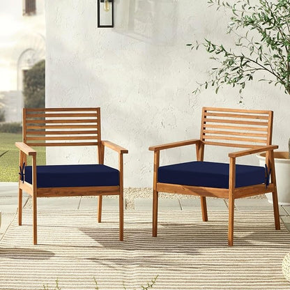 downluxe Outdoor Chair Cushions Set of 6 for Patio Furniture, Water-Resistant Square Corner Patio Chair Cushions with Ties, High Density Foam Outdoor Seat Cushion, 18.5" X 16" X 3", Navy