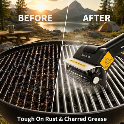 Electric Grill Brush for Outdoor, Rechargeable Cordless BBQ Grill Cleaner, 1100RPM Power Grill Cleaning Brush with 1 Brush Head & 2 Scouring Pad, Gifts for Men Dad