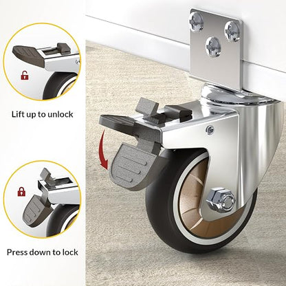 HOLKIE 3 Inch Caster Wheels Heavy Duty with Thickened L Shaped Plate,Swivel Side Mount Casters Set of 4 Supporting 660 LBS,Ideal Rubber Castor Wheels for Crib,TV Stand,Coffee Table,Book Shelf