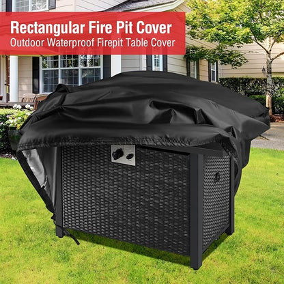 Fire Pit Cover Rectangular 48 Inch - Waterproof Outdoor Fire Table Cover Rectangle Heavy Duty, 600D Patio Propane Gas Firepit Cover Rectangular Tear Weather Resistant - 48 x 24 x 15 Inch
