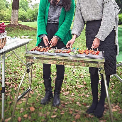 Portable Foldable Stainless Steel Outdoor Charcoal Grill Barbecue for Outdoor Camping Cooking 28.7" times 13.2" times 27.6" BBQ Grill