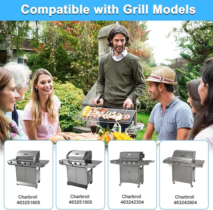 Grill Replacement Parts for Charbroil 463251605 463251505 463242304 463240904, 80012481 Burner Brace with Carryover Tubes Burner Support Rail Bracket for Charbroil 3 Burner Grills