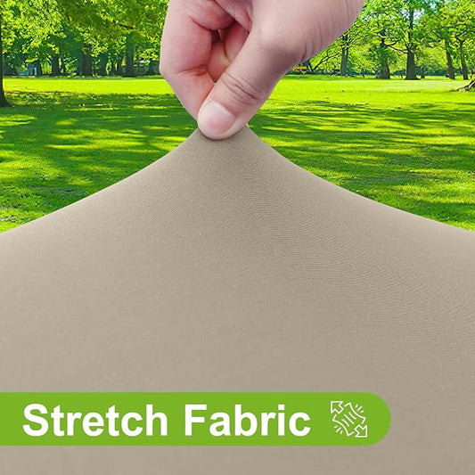 Smiry Round Spandex Tablecloth, Elastic Fitted Washable Tablecloths for 36"-44" Tables, Waterpoof Stretch Picnic Table Cover for Dining, Indoor and Outdoor, Taupe