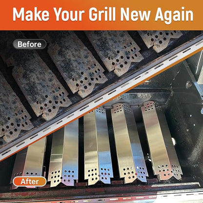 Grill Heat Plate Replacement Parts for Nexgrill 5 Burners 720-0888 720-0888N 720-0830H, 5 Pack Stainless Steel Burner Tubes & Grill Heat Tents & Ignitors, Gas Grill Repair Kit for Nexgrill