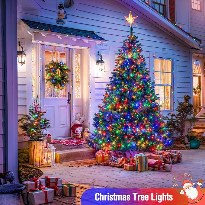 JMEXSUSS 400 LED Christmas Lights Outdoor with 8 Modes | 132ft Multicolor Christmas Tree Lights with Remote, Indoor Christmas String Lights Plug in for House Christmas Bush Decor