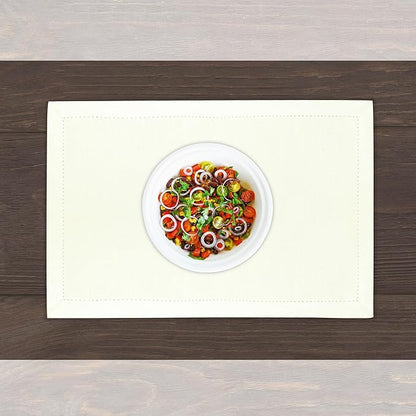 Urban Villa Placemats for Dining Table 100% Cotton Placemats 14''x20'' Over Sized Tablemats Set of 6 Placemats Hemstitch Ivory Tablemats for Family Dinners Wedding Parties Placemats