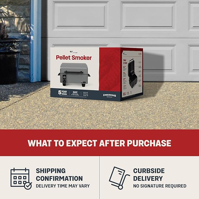 TYTUS Tabletop Pellet Smoker with 285 Sq. In Cooking Area between Main & Warming Rack, Digital Temp Dial, Electric Start with Porcelain Enameled Steel Grates, Portable & Compatible with Prep Cart