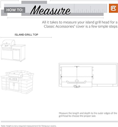 Classic Accessories Ravenna Water-Resistant 37 Inch Built-in BBQ Grill Top Cover, Taupe