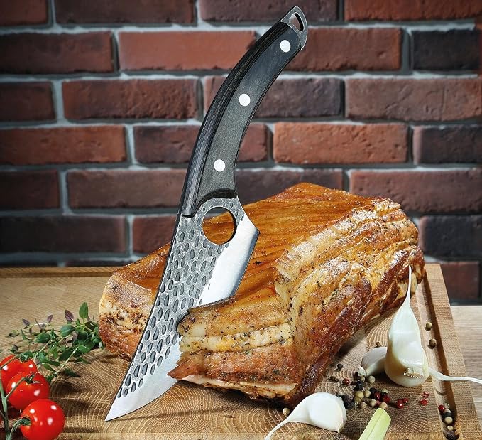 Zassenhaus Ranger Chef's Knife 11-inch Handmade Blade Steel with Hole Pakka Wood Handle with Leather Sheath for The Kitchen or as Outdoor Chef's, Boning, Chopping Knife