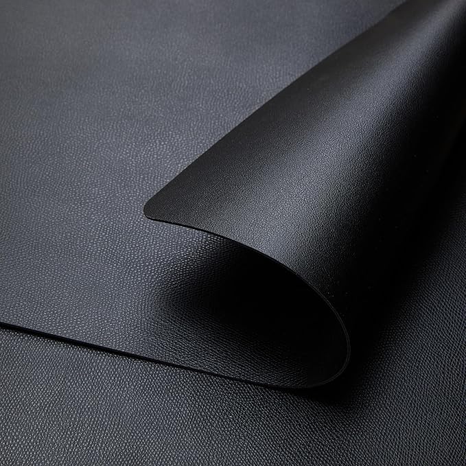 DOLOPL Black Placemats Set of 12-17"x11.8", Faux Leather Heat Resistant Table Placemat for Dining Table Protection, Waterproof Wipeable & Washable Kitchen Table Mats for Dining,Party,BBQ,Holiday