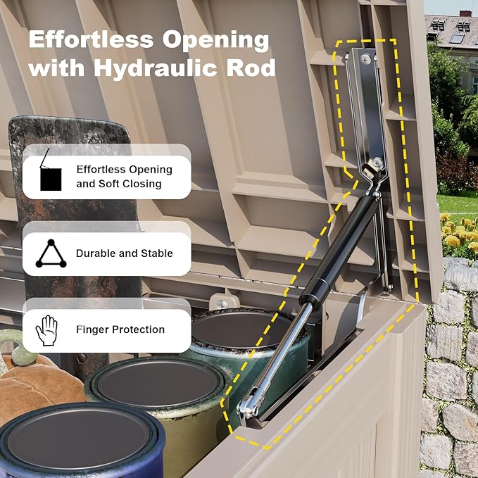 180 GallonOutdoor Storage Box,Resin Deck Boxes Waterproof, IndoorOutdoor Bin for Package Delivery, Patio Cushions, Gardening Tools, Lockable, UV Resistant