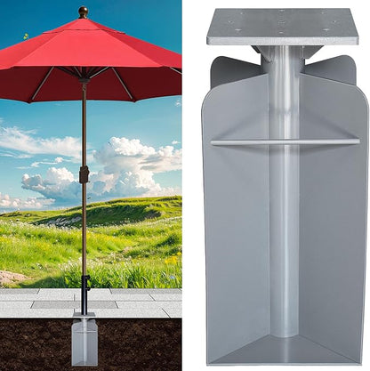 EliteShade USA Rustproof & Windproof Heavy Duty In-ground Umbrella Base Stand, Anchor Holder for Both Cantilever & Straight Middle Pole Patio Umbrellas, Commercial Grade Stainless Steel Ground Socket