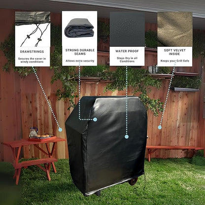 Formosa Covers Heavy Duty 36 Inch Grill Cover - Waterproof BBQ Cover Fits Weber Spirit II E-210, Nexgrill 2-Burner, Char-Broil Performance, & Blackstone 17"/22" Griddles - Black Vinyl