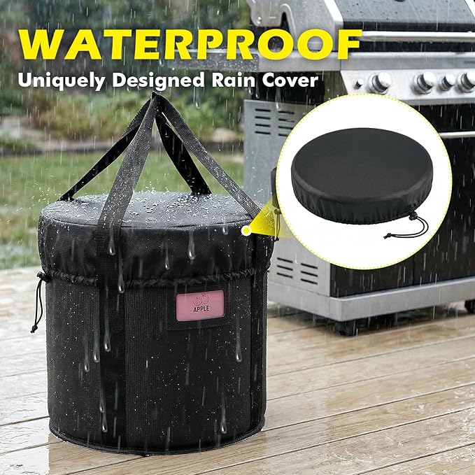 Upgraded 2PCS 32LBS Pellet Grills Stay Dry Pellet Bin with Waterproof Cover - Wood Pellet Storage Bag Container - Smoker Pellet Dispenser - Anti-Shock Foam Layer Reduces Wood Pellets/Charcoal Chipping